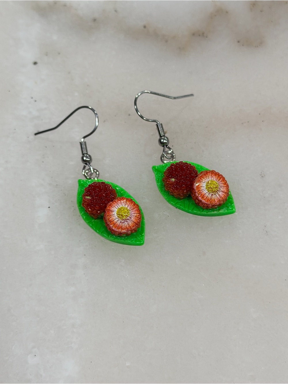 Handmade Tutti Fruit Leaf Earrings Handmade Novelty Jewelry